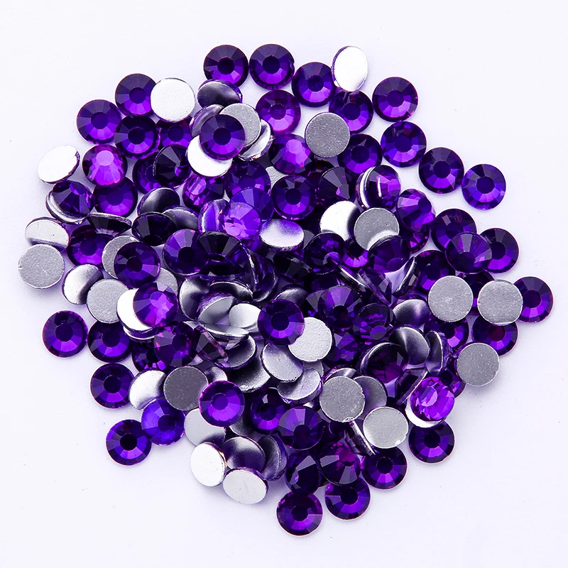 QIAO SS6-SS50 Glitters Deep Purple Crystal Rhinestone Flatback Strass Nail Gem Loose Glitter Glue on Rhinestones For Crafts