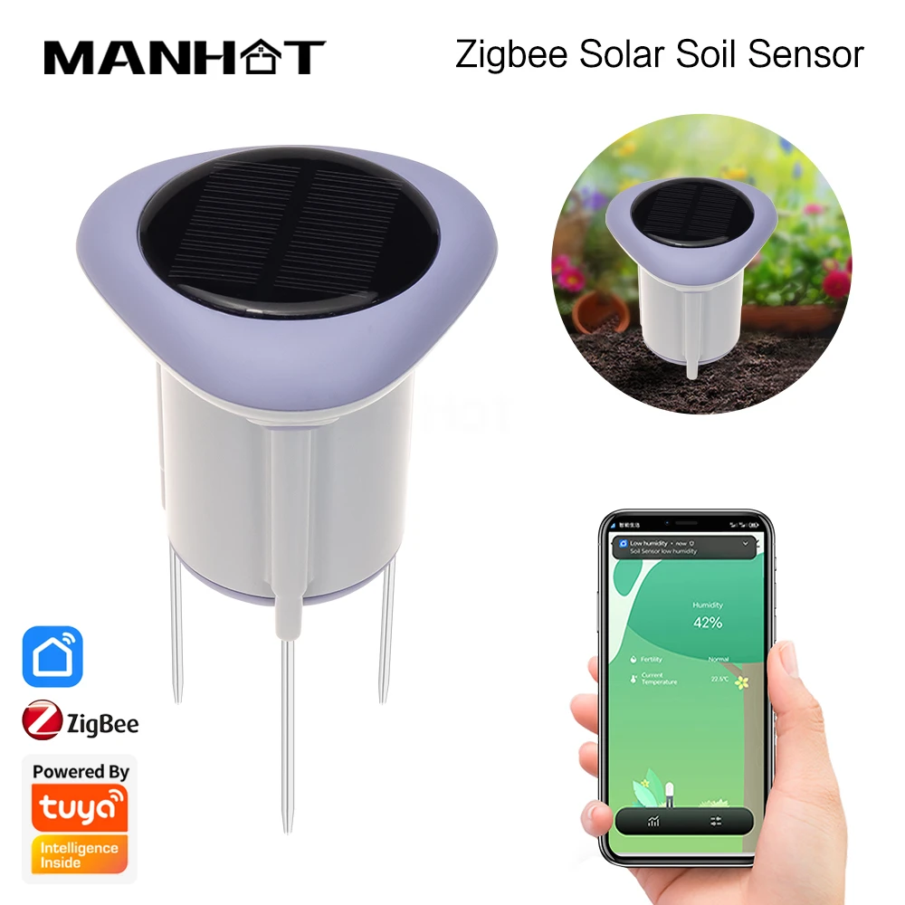 

Умный датчик почвы Tuya Zigbee, датчик температуры и влажности почвы, тестер почвы с зарядкой солнечной панели для садового растения