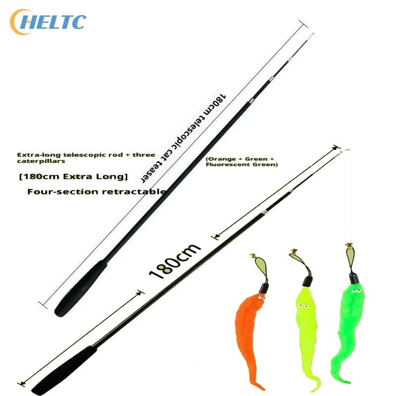 1/3/4Pcs Extended Four Section Telescopic Cat Stick 1.8m Extra Long Fishing Rod Resistant Feather Bell Cat Toy Pet Supplies