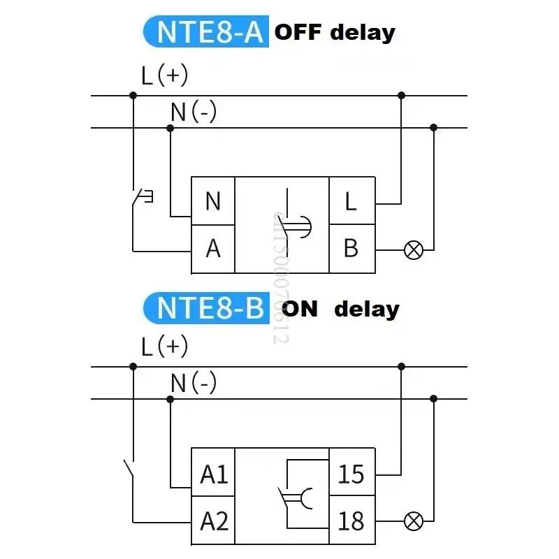 CHINT NTE8-A NTE8-B NTE8 Relè di ritardo Controllo spegnimento Ritardo di accensione 5S 10S 120S 480S AC220V DC24V Timer digitale su guida Din