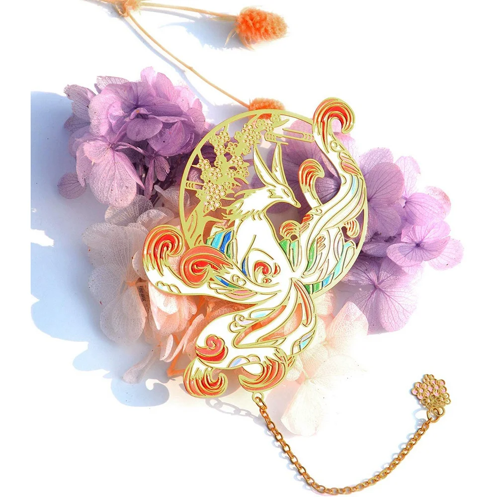 Marque-pages en métal pour femmes, marque-page Kitsune Fox Cool Golden PleMarker, cadeau pour les amateurs de livres de lecture