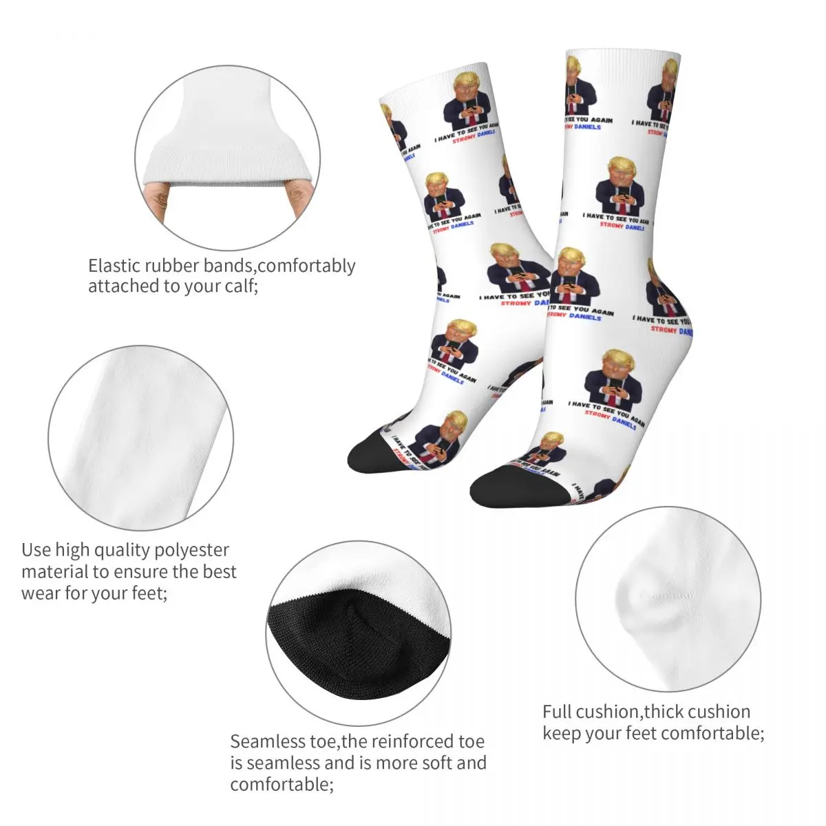 Colorful Stormy Daniels Trump Basketball Socks Polyester Middle Tube Socks for Unisex Non-slip