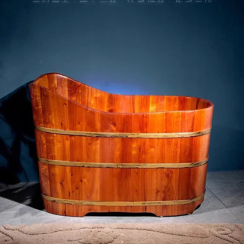 Ice Bath Tub Adult Wooden Hot Tub Barrel Household Small Apartment Adult Bath Basin Sit Ice Bath Tub BathvBathroom Products