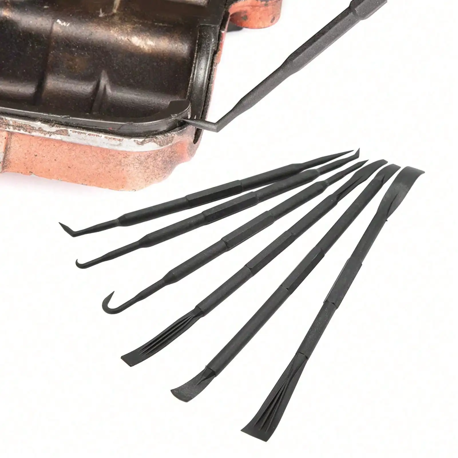 مجموعة خطافات قضيب التحديق مكونة من 6 قطع: بلاستيك ABS مزدوج الأطراف (أسود) لإزالة حلقات O وإزالة ملحقات الختم