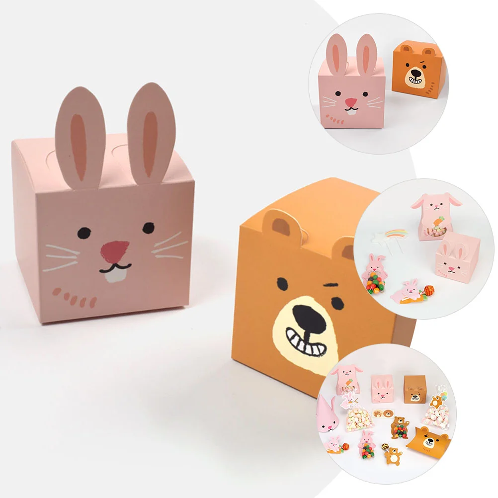 12 Pcs Candy Packaging Case Gift Treat Boxes Packing Holiday Cookie Bunny Paper Easter