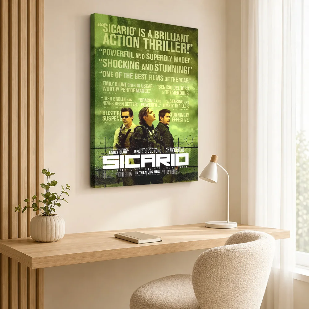 Sicario Movie Canvas Painting Poster Custom Photo Vintage Movie Wall Art for Home Theater Decor Collectible Ready to Hang Gift