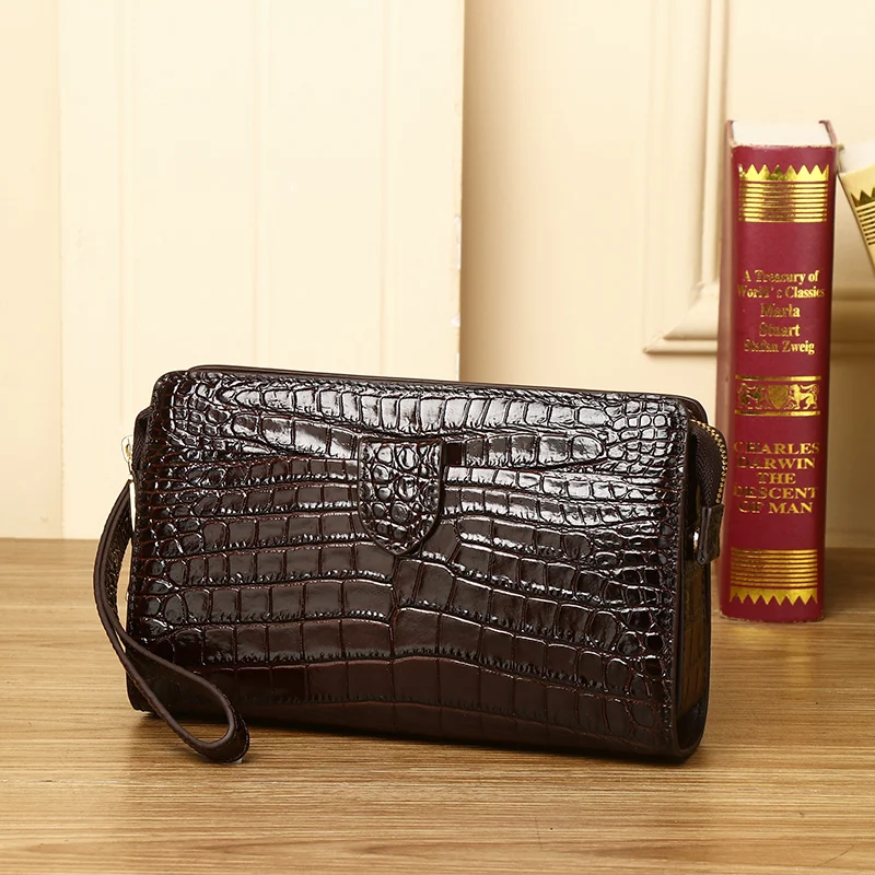 New Leather man bag hand bag large capacity man mobile phone bag man alligator belly hand bag wrist bag tide