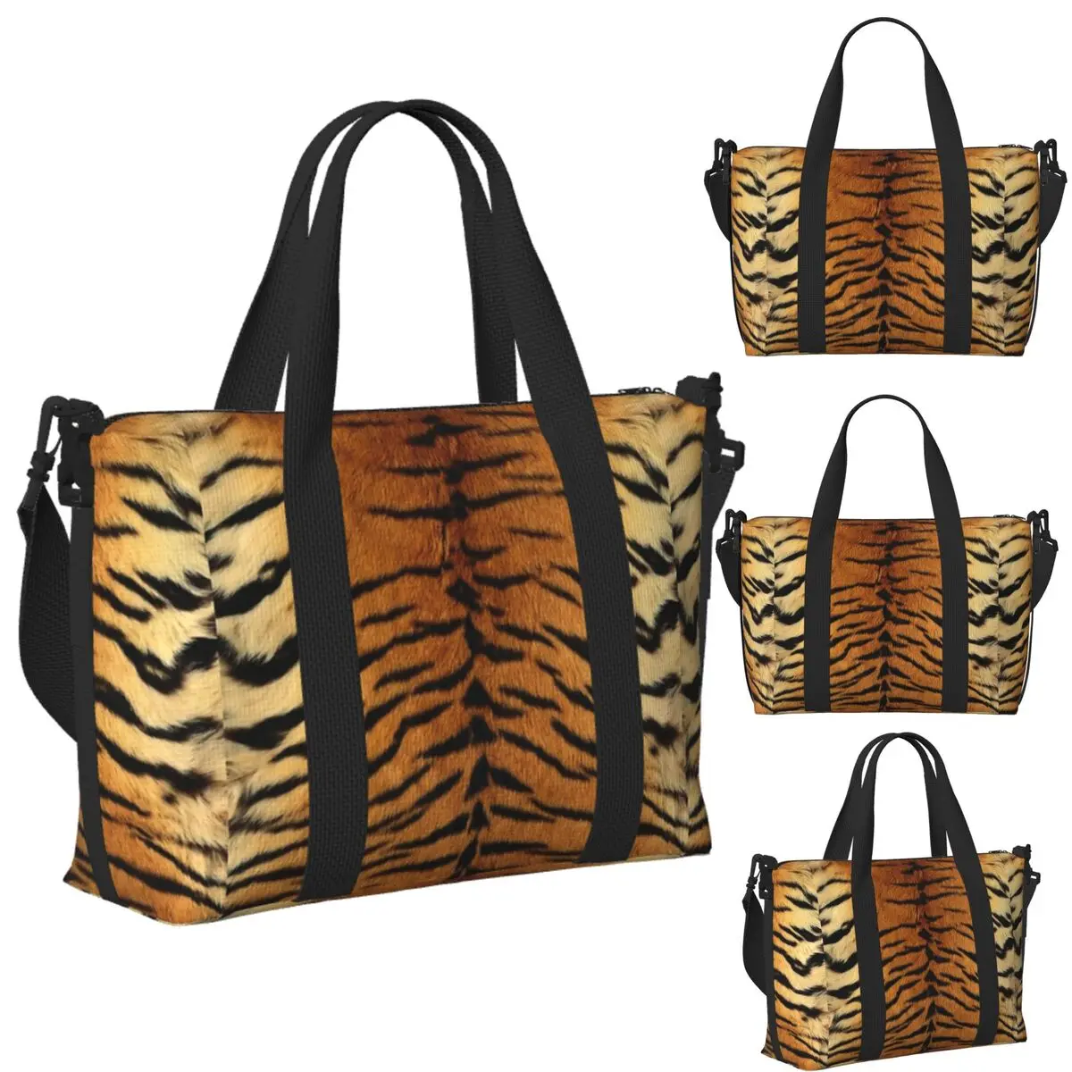 

Custom Tiger Pattern Lover Beach Travel Bag Large Capacity Tote Bags for Gym Sport Women Shopping Duffle Shoulder Bag