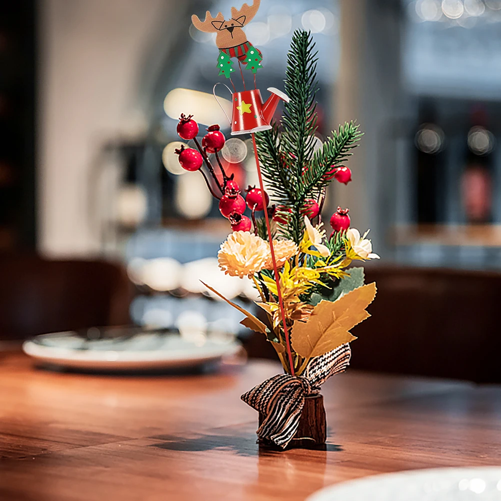 

Garden Decorative Stake Stakes Flower Arrangement Holiday Outdoor Decorations Planter Pot Metal Sign Christmas Indoor