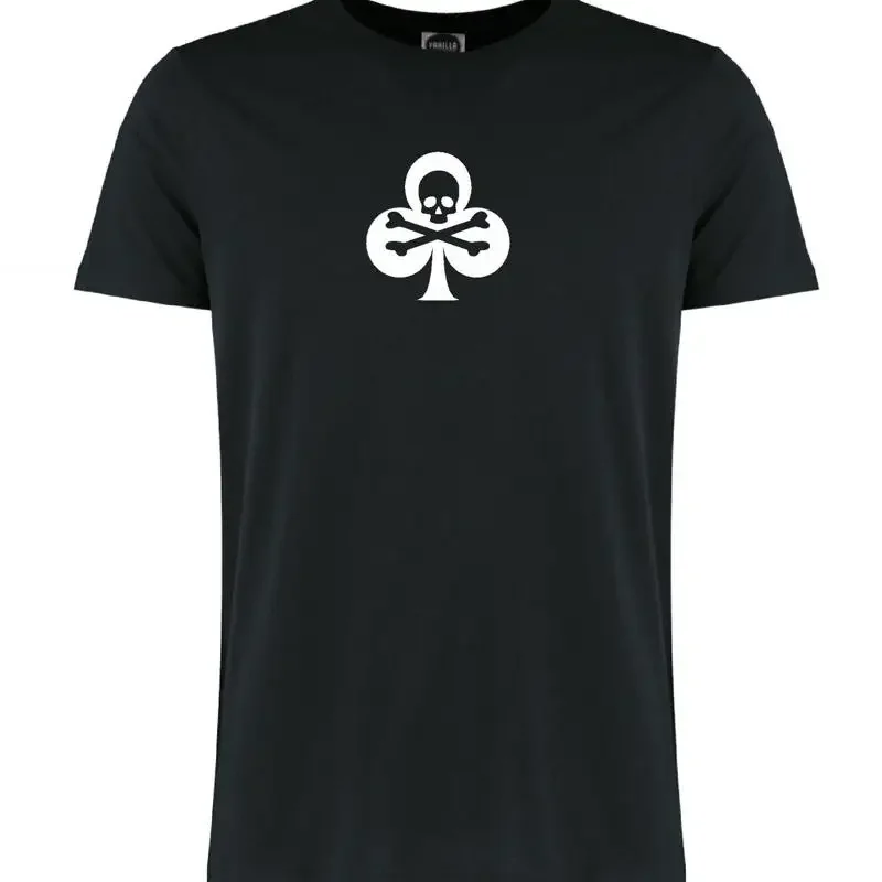 Clubs Skull Organic Cotton T Shirt Cards Clover Punk Rock Various Colours