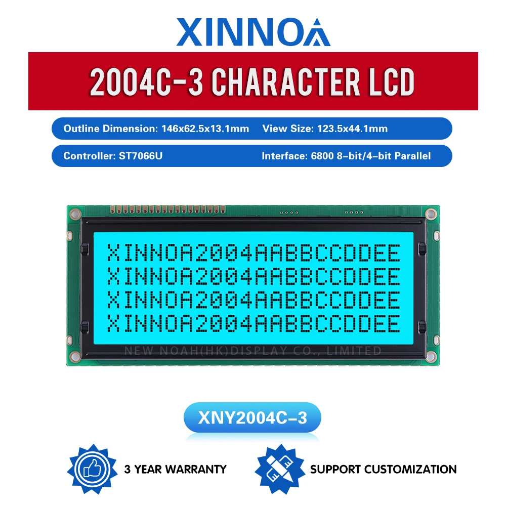 Ice Blue Film Black Letters 2004C-3 Large Character LCD Module Display Screen 4*20 4X20 4002 Controller ST7066U LCD Module