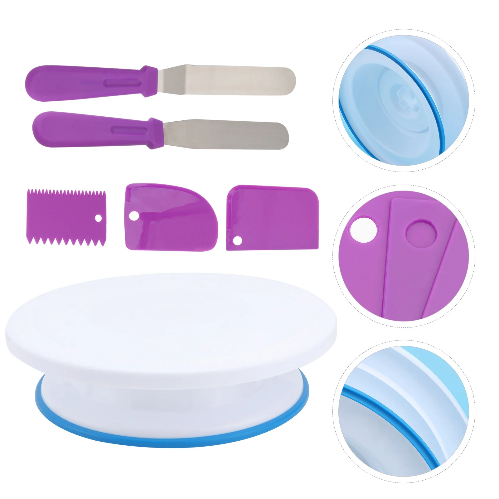 

Набор из 6 предметов: круглая вращающаяся подставка для торта, ручная, с противоскользящим основанием, для украшения тортов на день рождения, инструменты для выпечки, кухонные и барные принадлежности