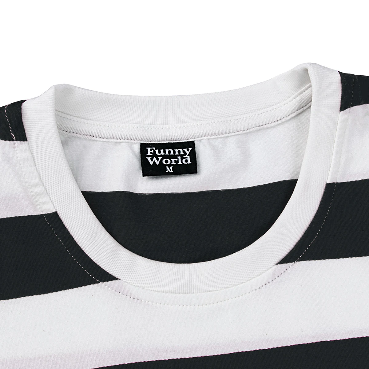 Black White Striped T-Shirt Men Basic Crewneck Short Sleeve Casual Daily Tops Halloween Costume Theme Party Tee Clothes