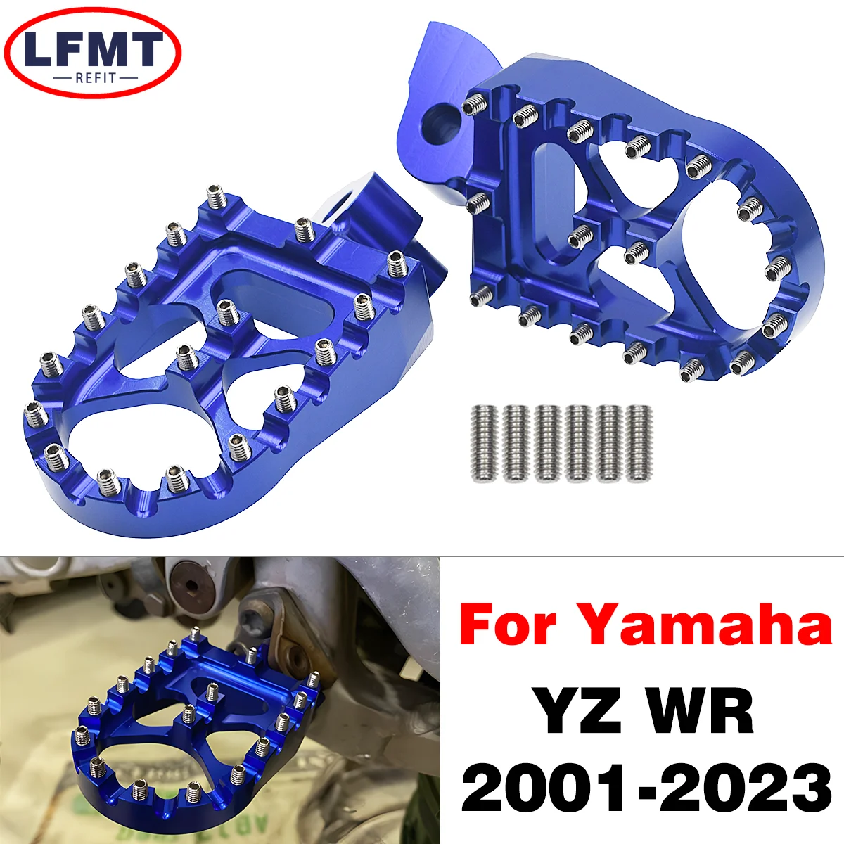 Motorcycle Footrests Footpegs Foot Rests Pegs Pedals For Yamaha YZ65 85 YZ125X 250F 250X 250FX 450F 450FX WR250F 450F 2001-2023