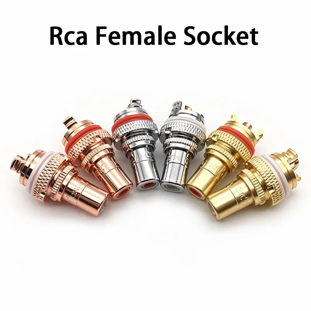 2PCS Welding RCA Female Socket Gold/Rhodium Plated RCA Jack Terminal HiFi Audio Adapter Connector for Amplifier Speaker Cable