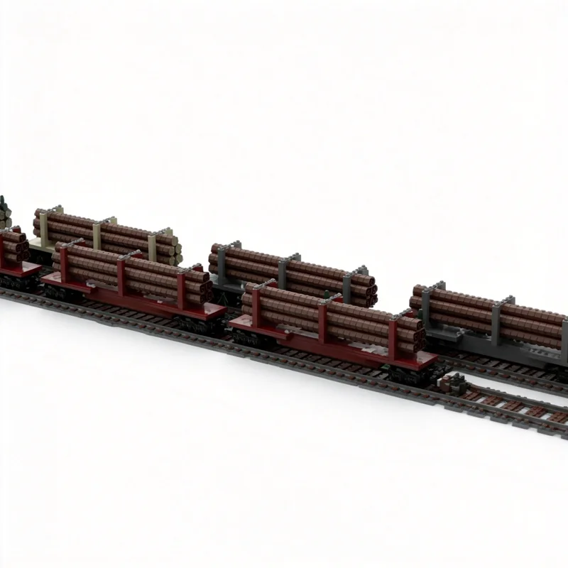 224pcs MOC City Trains Skeleton Log Train Car Model Building Blocks Christmas Gift Toy Architecture Brick Craft Display Creative