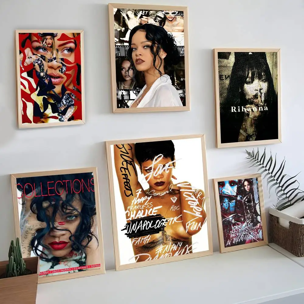 Hot Singer R-RIHANNA Classic Vintage Posters Decoracion Painting Wall Art White Kraft Paper Kawaii Room Decor