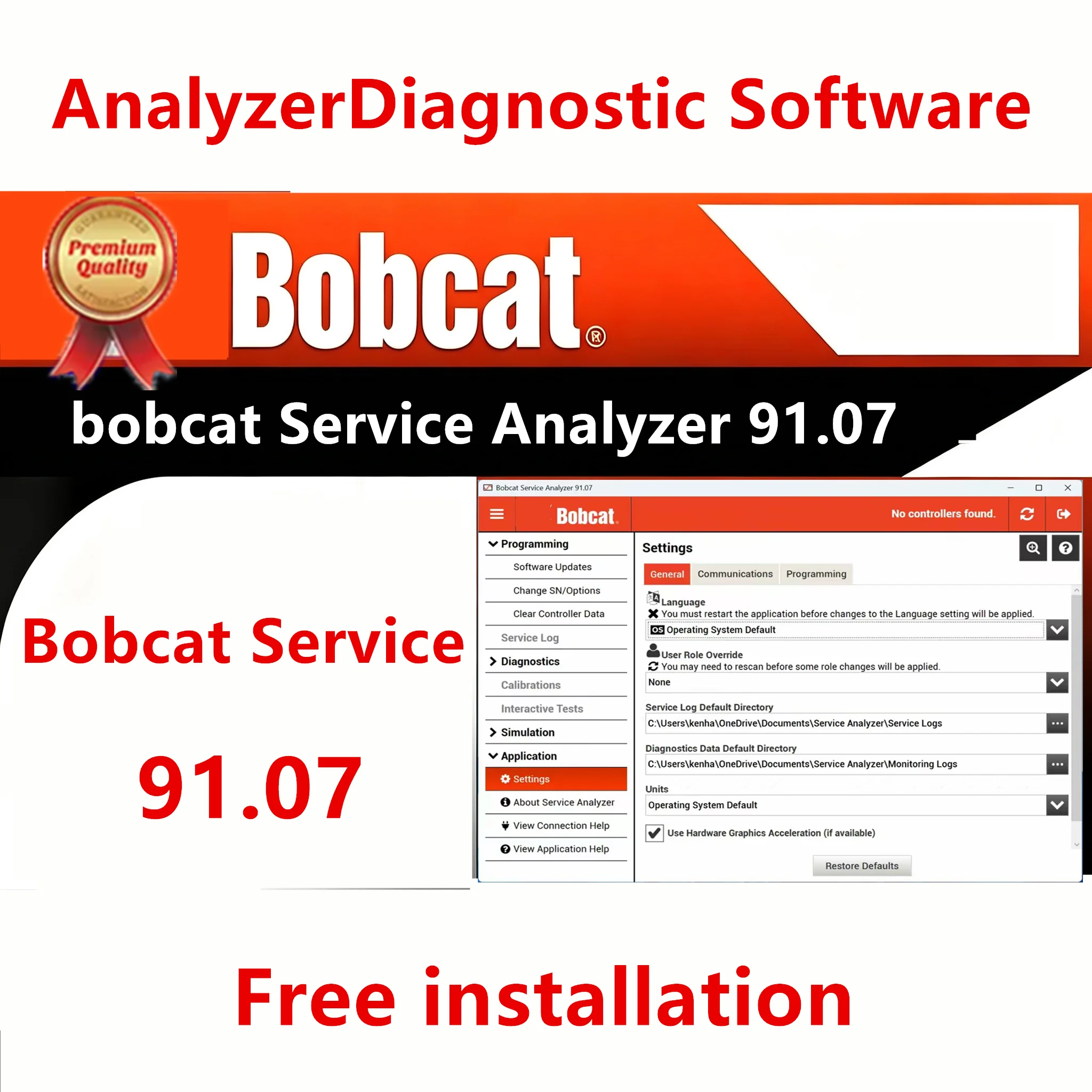 Bobcat Diagnostic Software BOBCAT Service Analyzer v 91+ Patch for Unlimited Install+Installation Assistance, Free Installation