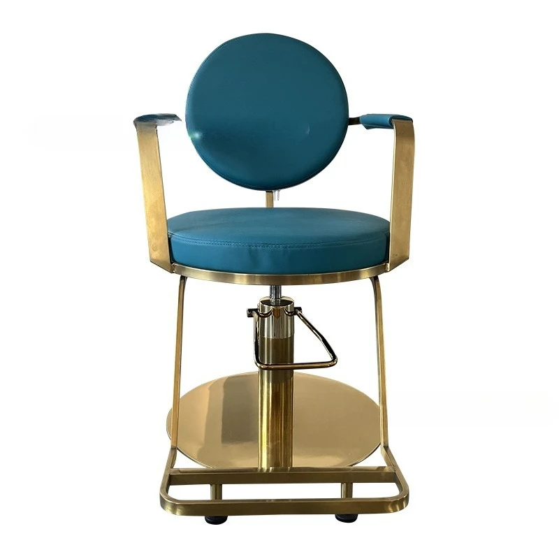Barbershop chairs, hair salon special light luxury hairdresser chairs, stainless steel gold-plated hair cutting benches