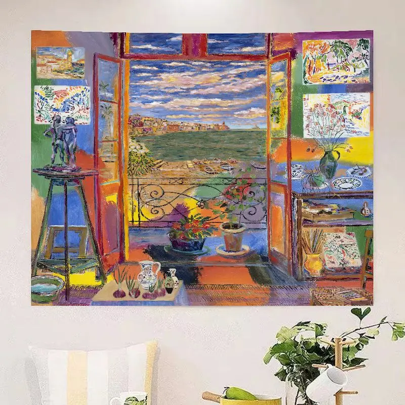 VIKAMA Open Window Fauvist Studio Tapestry Wall Hanging, 6 Designs, Wall Decor for Bedroom Living Room Dorm