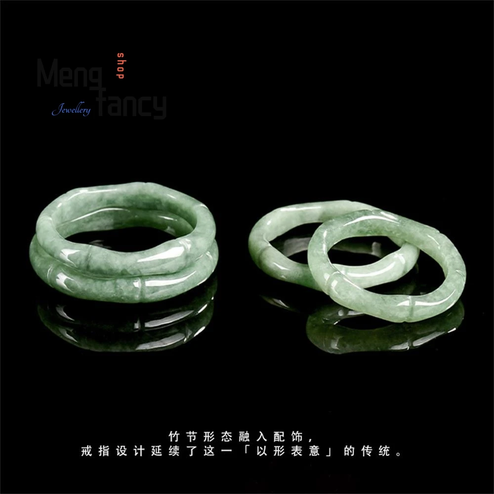 الطبيعية A-الصف الجاديت الخيزران المشتركة المستمر الارتفاع ثلاثي الأبعاد اليشم الدائري رائعة زوجين الفاخرة جودة الأزياء والمجوهرات