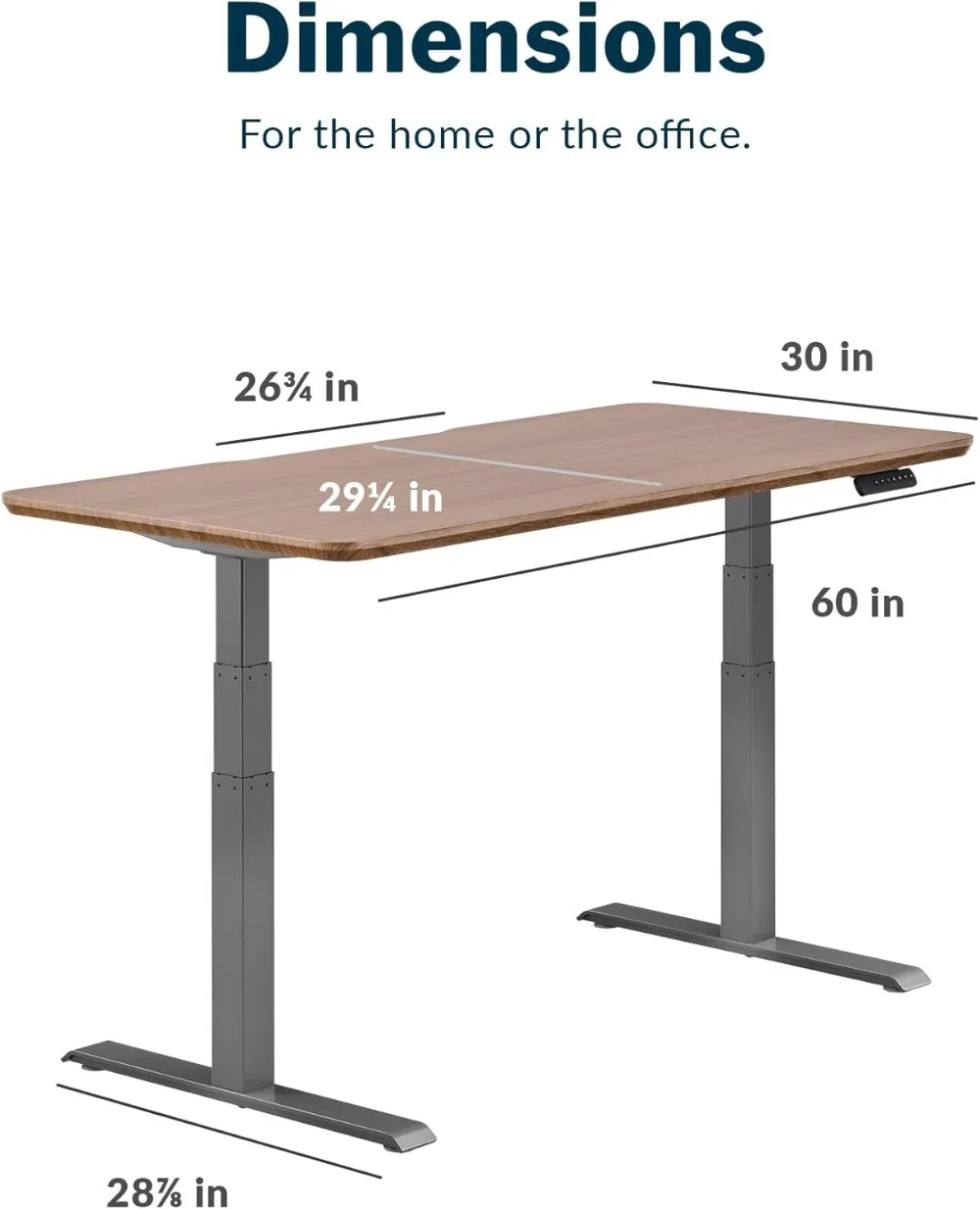 Mesa elétrica de pé - Varidesk 60x30, mesa de pé com altura ajustável - motor duplo com predefinições de memória, pernas estáveis em estilo T