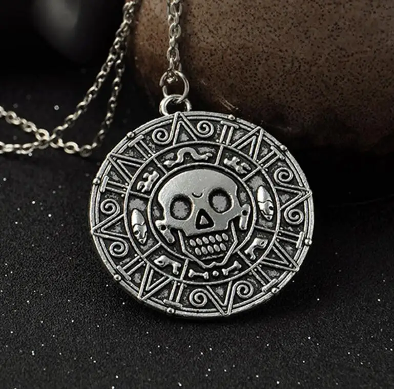 Men Lady Female Girl Women friend Metal Bronze Pirates of The Caribbean Choker  Aztec Gold Coins Pendant Necklace Bijoux  Gifts