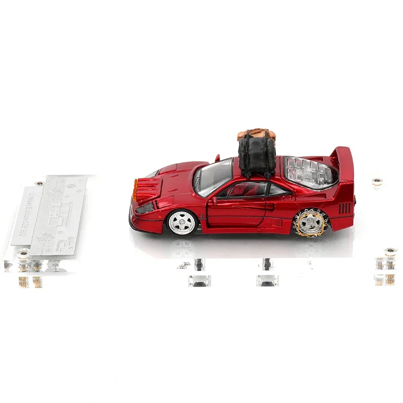 Disponibile FY 1:64 F40 Neve Trasparente Rosso Jumpable luce Pressofuso Modello di Auto Raccogliere Giocattoli Findclassicamente