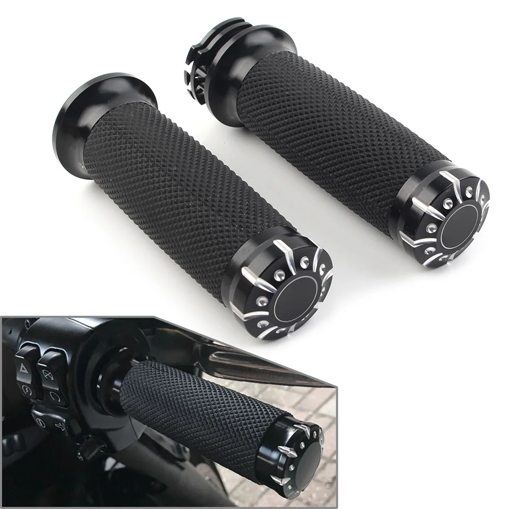 

1Pair Motorcycle 1" Black Handlebar Hand Grips For Harley Dyna Sportster XL883 1200 Softail