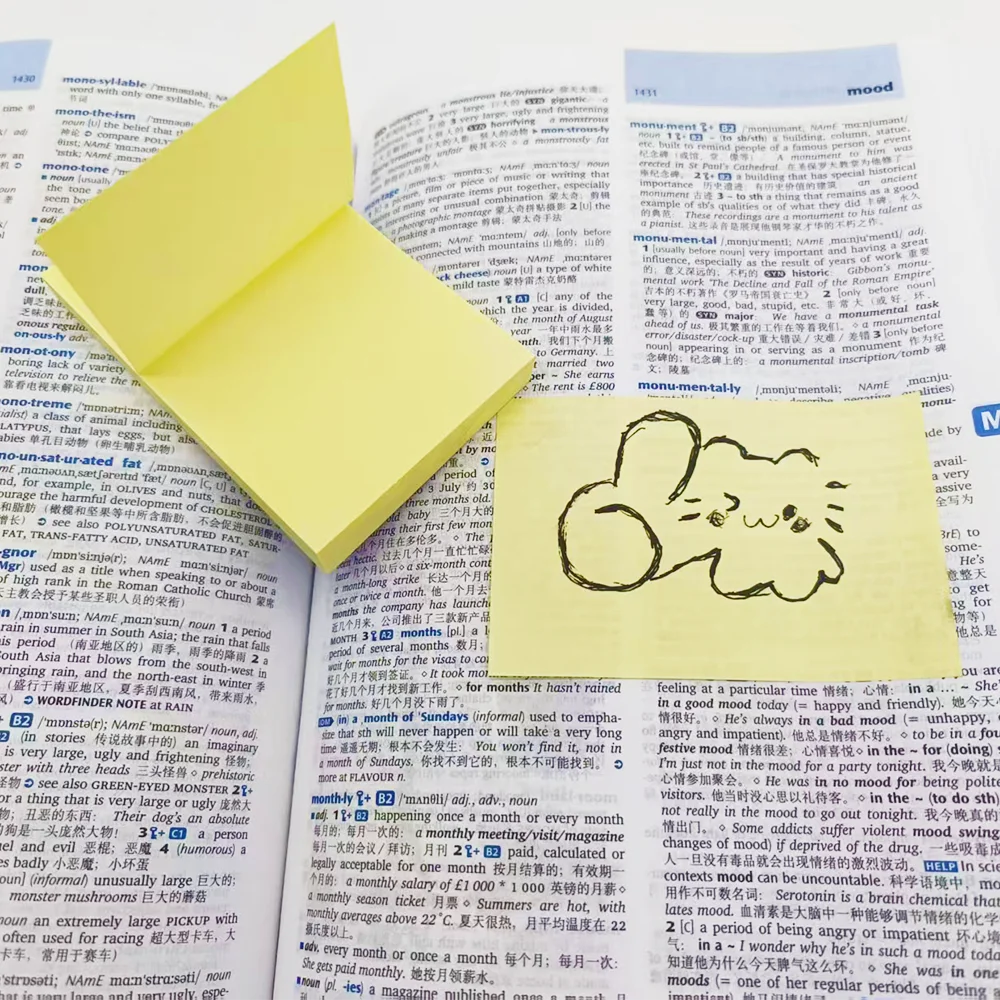 100 ورقة 76*51 مم ورق مذكرة للملاحظات اللاصقة مع التصاق قوي، وسادات ملاحظات ذاتية اللصق للطلاب، مقاس S قابل للكتابة يدويًا