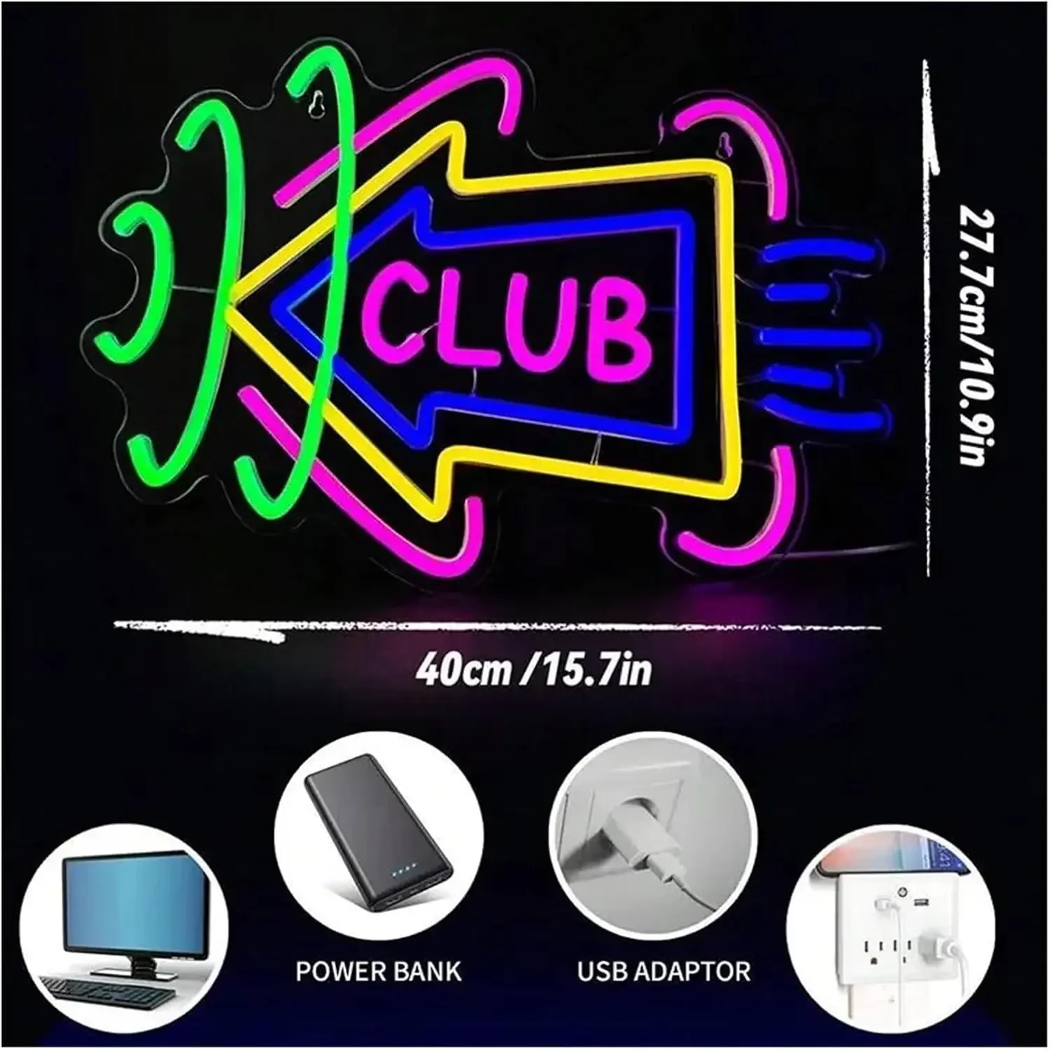Clube sinal de néon usb regulável led sinal de luz de néon para bebida barra homem caverna quarto hotel loja garagem sala de jogos festa decoração da parede