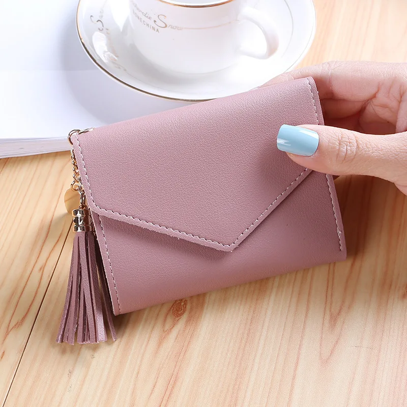 Cute Girls Wallets Hasp Coin Case Credit Bank Card Holder Tickets Bag Portable Small Purses Woman PU Leather Solid Mini Wallet