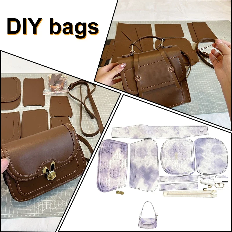 Bag Making Kit Set Handmade Hand Sewing Material DIY Shoulder Strap Bag Kit Hand sewing pocket Leather Craft Crossbody Bag