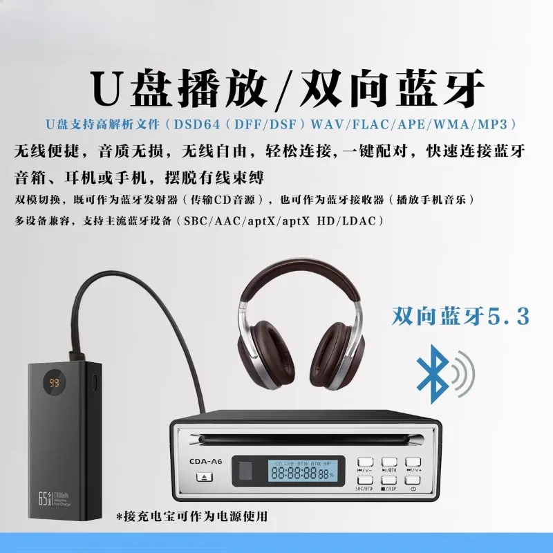 Coaxial 3.5mm Headphone SMSL PL100 CD Player CS43131 Desktop Decoder Optical  Output with Remote Control
