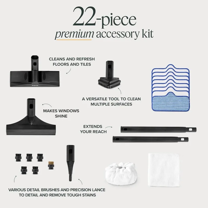 Dupray Neat Steam Cleaner – Floor Edition with 17-Piece Kit with 5 Extra Pads for Deep Cleaning Hardwood, Tile, Laminate