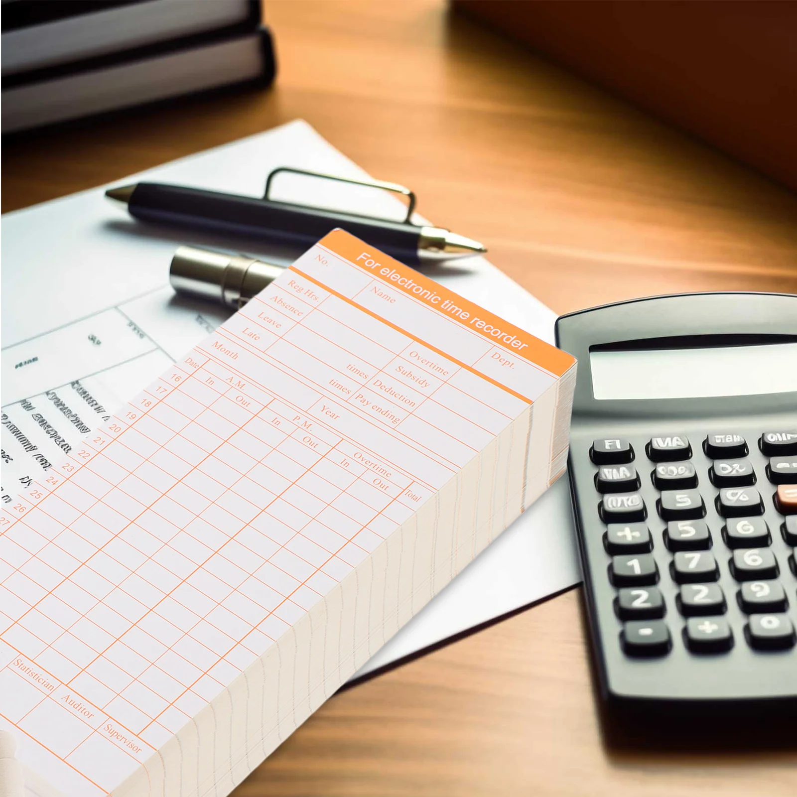 100 ورقة من بطاقات وقت الحضور المكتبية، الطبعة الإنجليزية الورقية على الوجهين لتتبع وقت الموظف، بطاقة ثقب شهرية أسبوعية #4