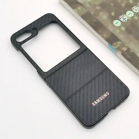 Luxury Phone Case For Samsung Galaxy Z Flip5 Flip6 Case Ultrathin Protection Carbon Fiber Flip Cover For Galaxy Z Flip 7 6 5 4 3
