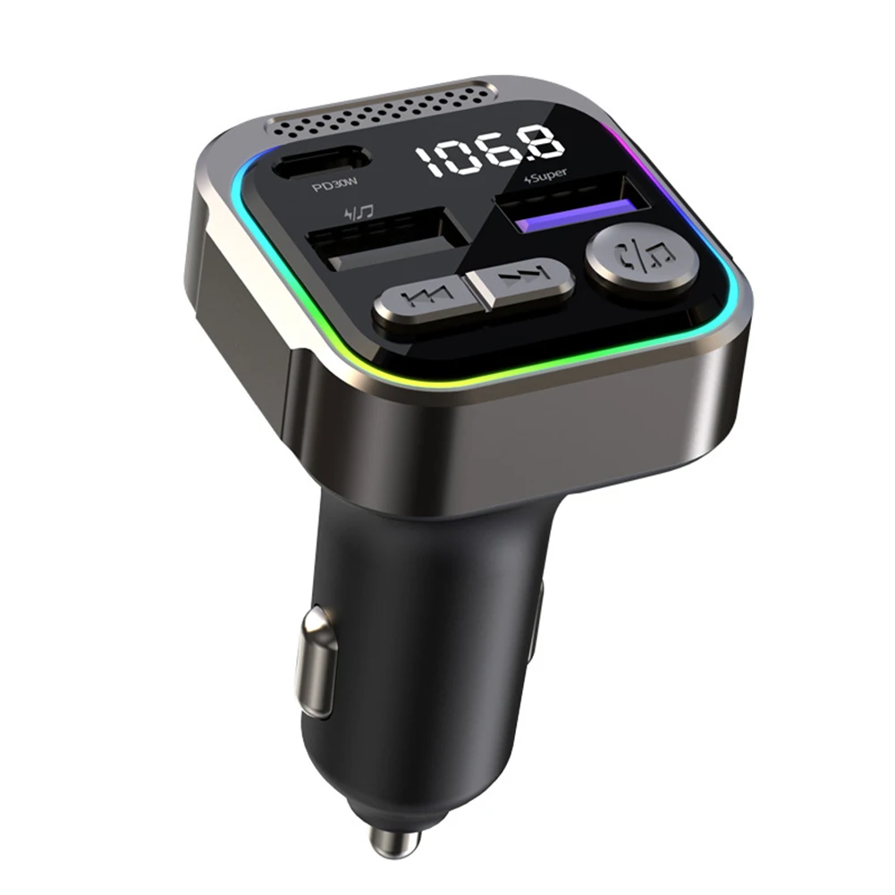 

Fast Charging Dual USB Charger Car Charger Ambient Light Indicator Built-in Microphone Fast Charging Multiple Devices