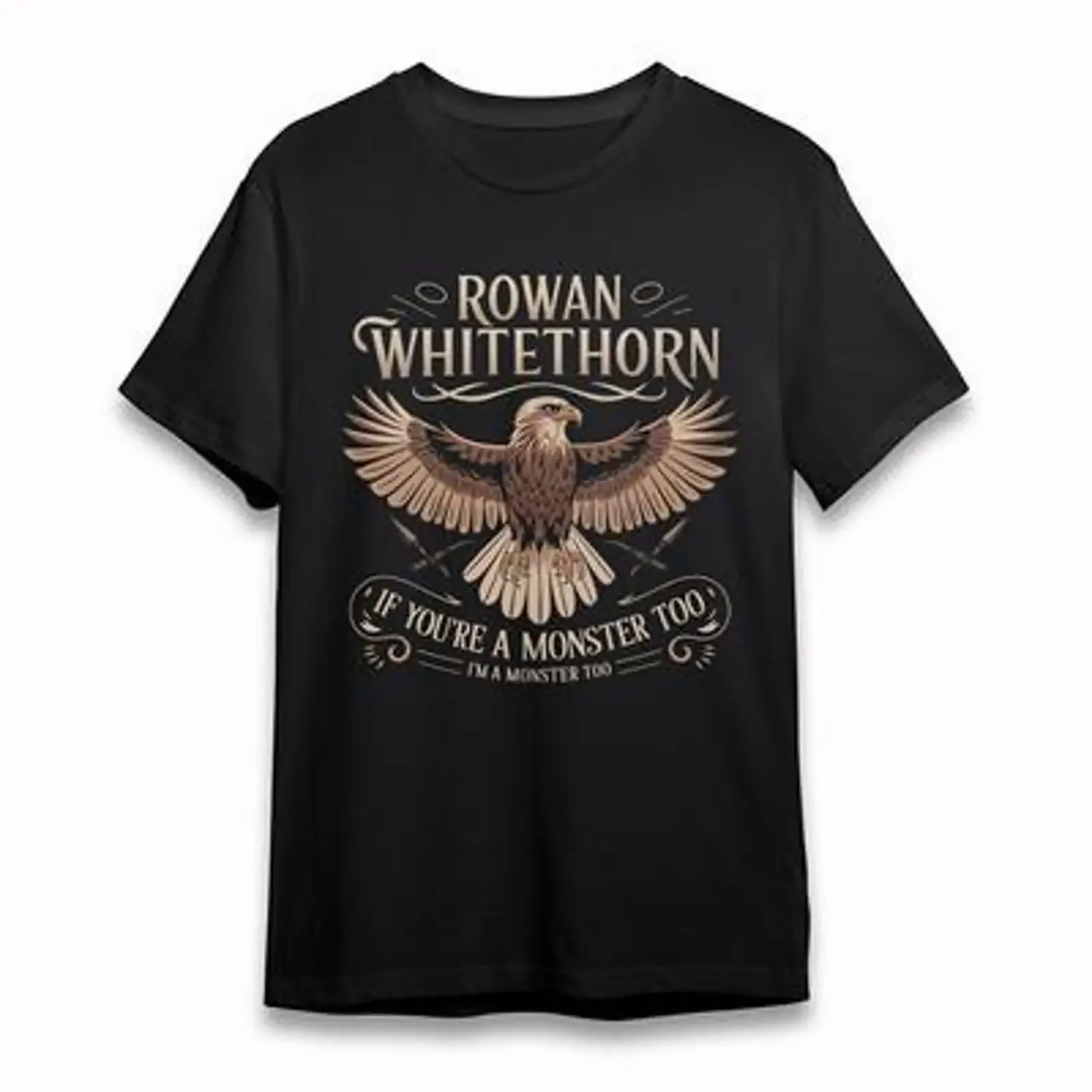 Men's Soft Comfy T Shirt Eagle Daggers Motif Short Oversize Black Cotton vintage Washed designer clothes Unisex Slightly homme