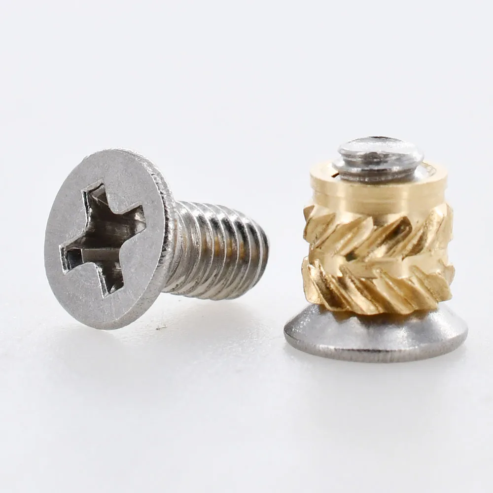 M2-M6 Copper Threaded Inert Nut Screw Set Stainless Steel Bolt Knurled Embedded Hot Melt Inserts Nut Insertion Notebook Nuts Kit