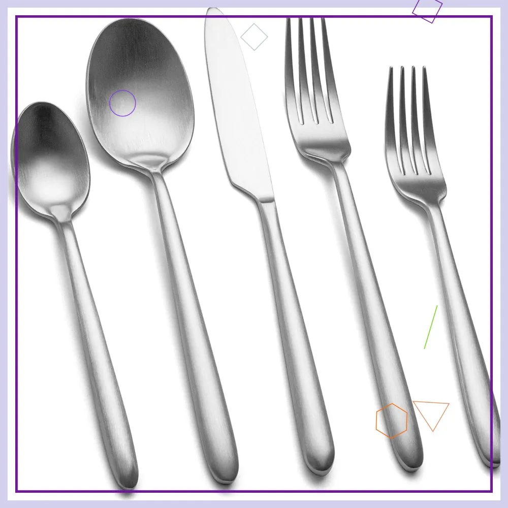 

40-Piece Premium Stainless Steel Flatware Set for 8, Heavy Duty Matte Finish Cutlery, Dishwasher Safe Kitchen Utensils
