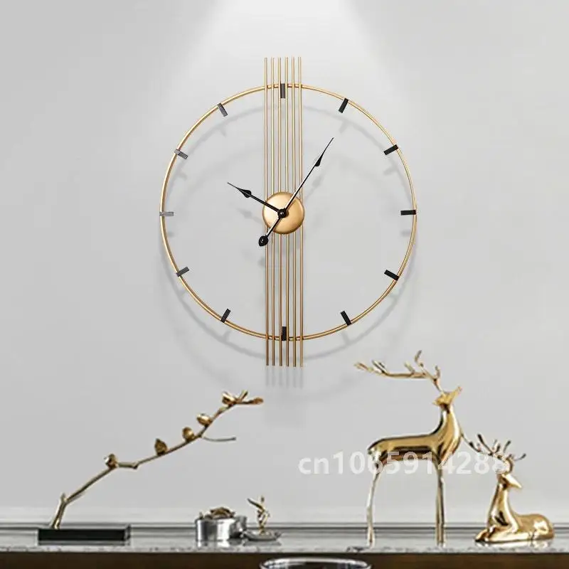 Modern Nordic Light Luxury Large Silent Wall Clocks Golden/Black Creative Simple Living Room Restaurant Decoration Hanging Watch