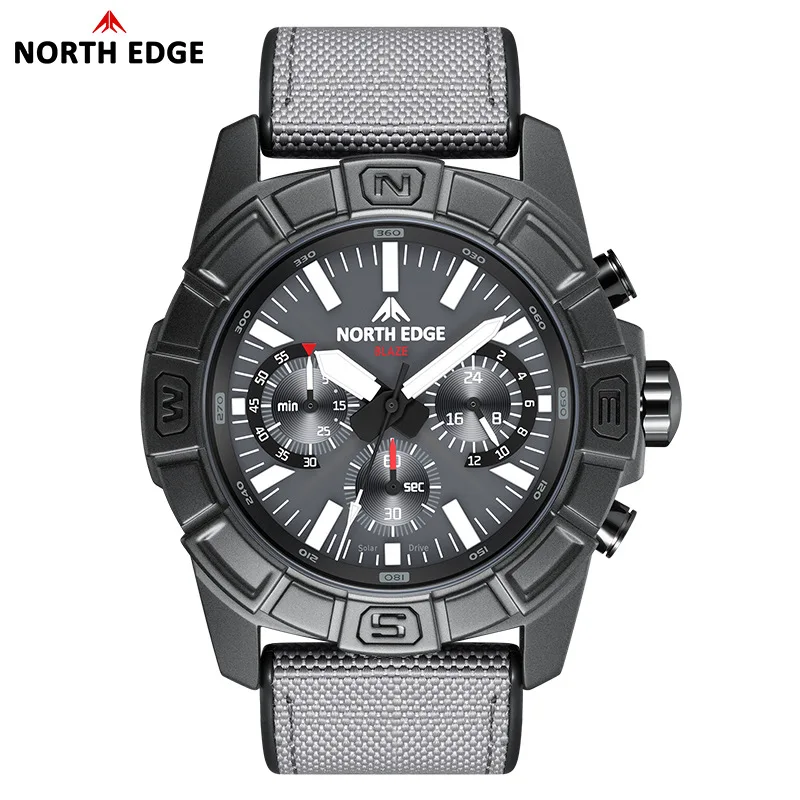 Multifunctional Solar Quartz Watch for Men, Waterproof Chronograph Business Casual Light Powered Timepiece