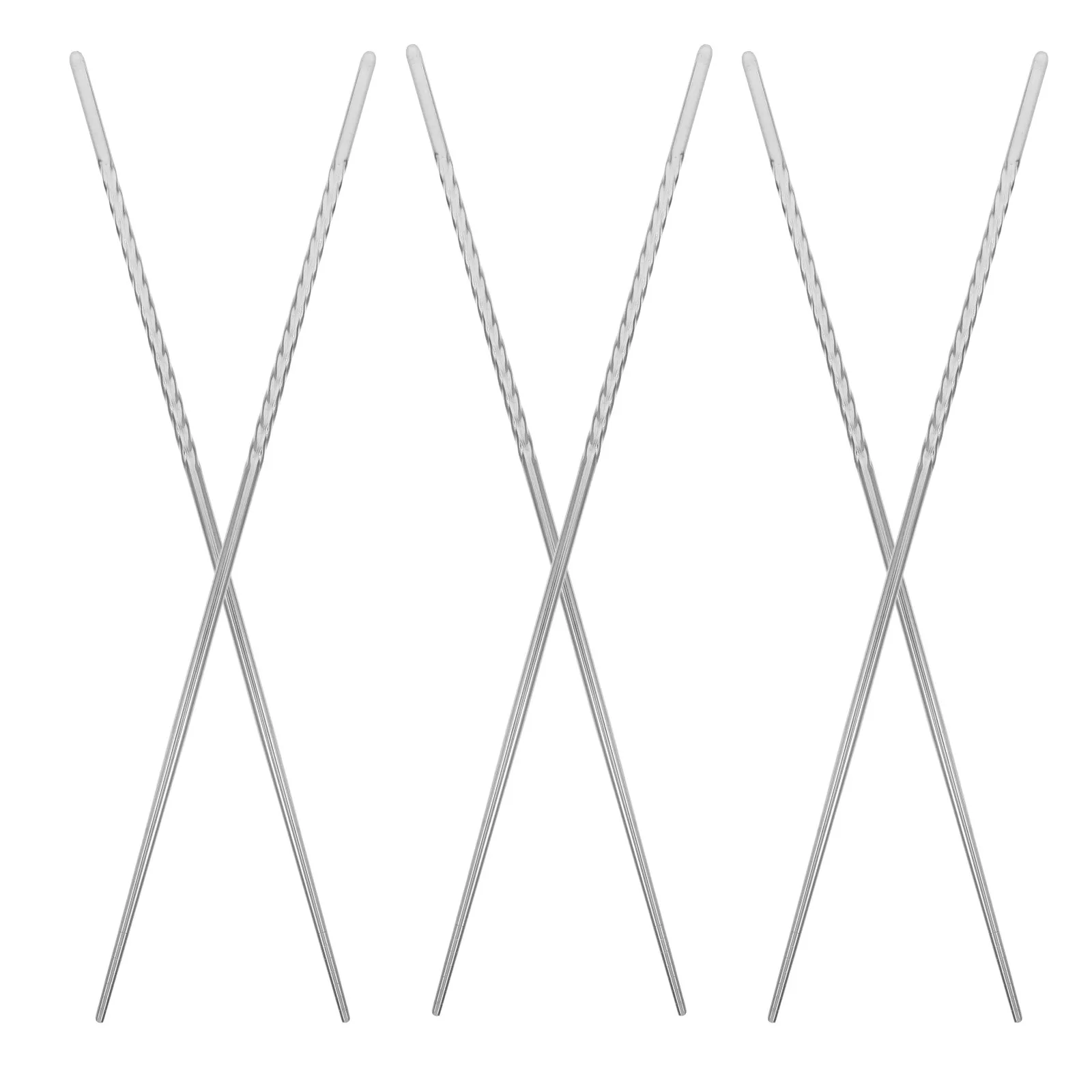 3Pairs Stainless Steel Chopsticks Extra Long Antiskid Kitchen Chopstick Reusable Cooking Nonslip Metal Chopsticks Dishwasher