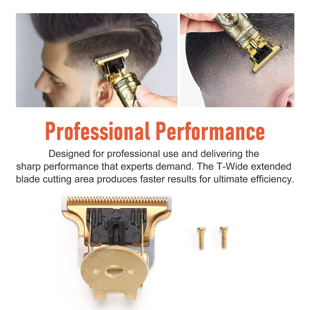 ABVS T-Shaped Hair Clipper Blade with Stand T9 Blade Trimmer Replacement Head Replacement Clipper Head Gold