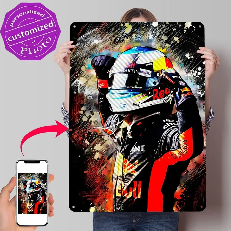 Daniel Ricciardo 3D Texture Printed Poster Custom Vintage Metal Tin Plate Sign for Wall Art Luxury Decoration Home Office Decor