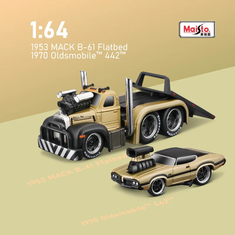 Maisto Muscle Machines 1:64 Ford Mac Chevrolet Car Simulation Alloy Diecast Model Muscle Car Transport Trailer Boy Toy Gift