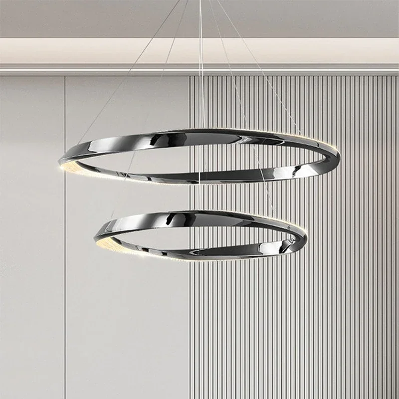 Rings Chandelier Creative Design Living Room Gold Hanging Lamp Luxury Modern Kitchen Island Black Light Bedroom Dining Lustre