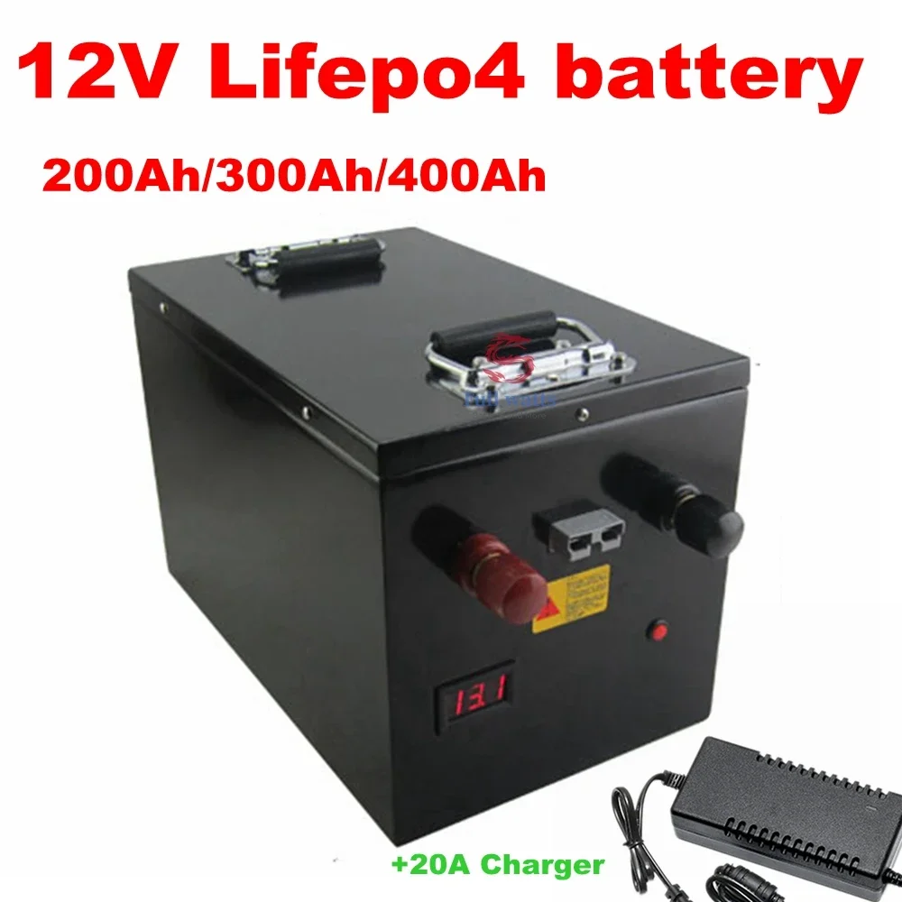 

lithium iron phosphate battery 12V 200Ah 300Ah 400Ah Lifepo4 battery 150A BMS for RV Caravan motorhome storage+ 20A Charger