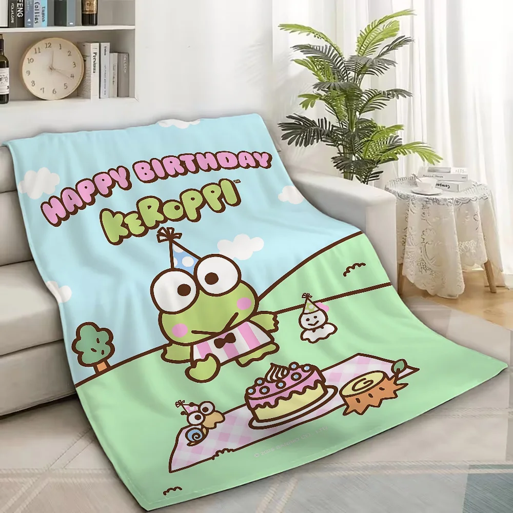 Sanrio KEROKEROKEROPPI Bed Blankets and Throws Fleece Blanket Kpop Demon Hunter Home Dandys World Plaid Hysteric Mini Throw